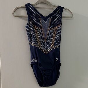 GK Midnight Blue Leotard with Sparkling Accents